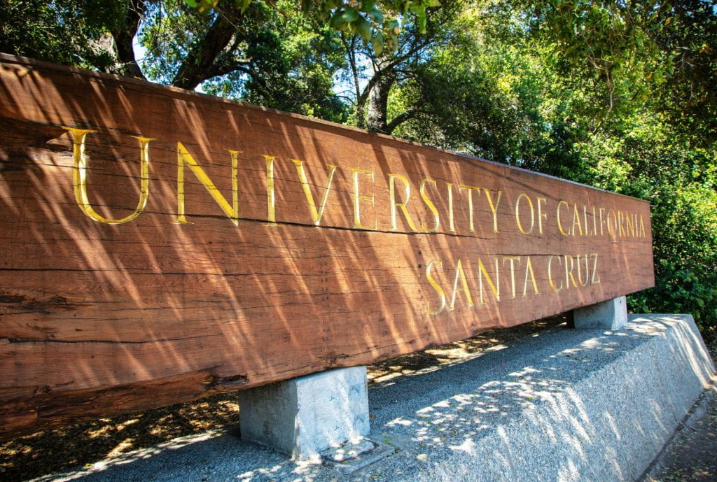 Decorative image. UC Santa Cruz sign at main entrance.